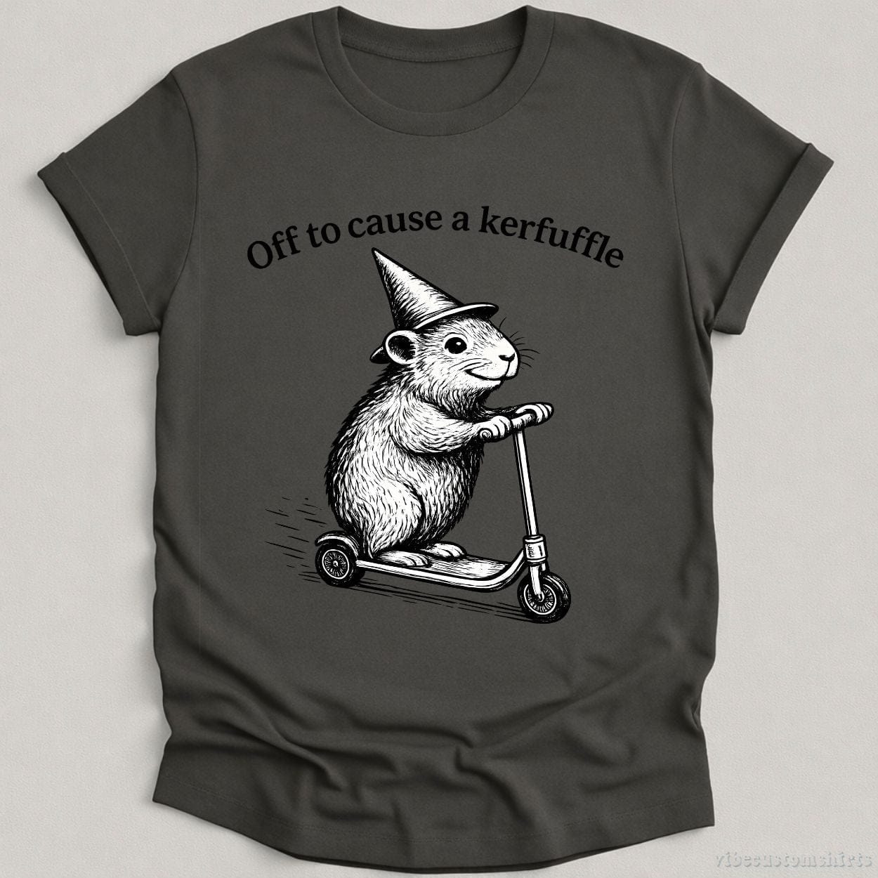 T-Shirt Charcoal / S Off To Cause A Kerfuffle Groundhog Shirt
