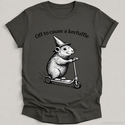 T-Shirt Charcoal / S Off To Cause A Kerfuffle Groundhog Shirt