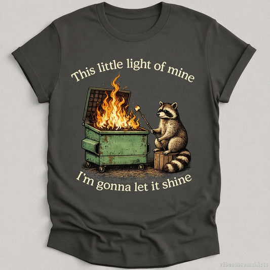 T-Shirt Charcoal / S This Little Light Of Mine Raccoon Dumpster Fire Shirt