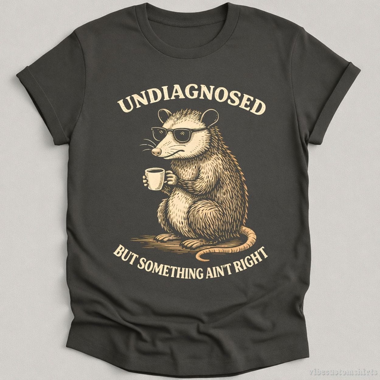 T-Shirt Charcoal / S Undiagnosed But Something Ain't Right Cool Possum Shirt