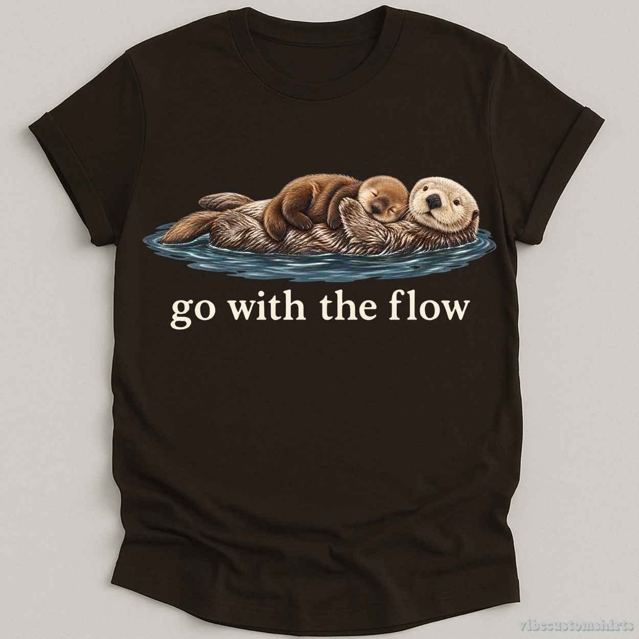 T-Shirt Dark Chocolate / S Cozy Otters Go With The Flow Shirt