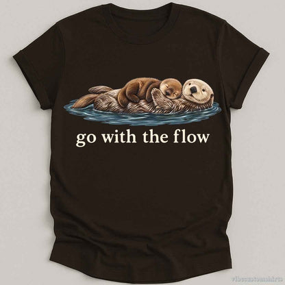 T-Shirt Dark Chocolate / S Cozy Otters Go With The Flow Shirt