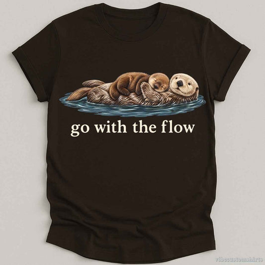 T-Shirt Dark Chocolate / S Cozy Otters Go With The Flow Shirt