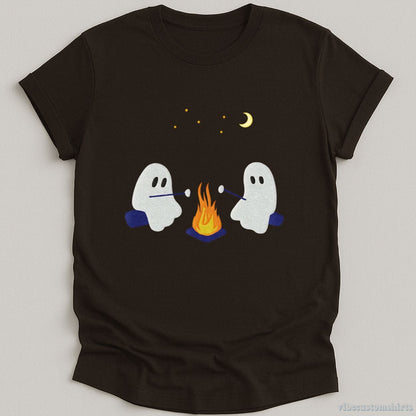 T-Shirt Dark Chocolate / S Cute Ghosts Camping Halloween Shirt