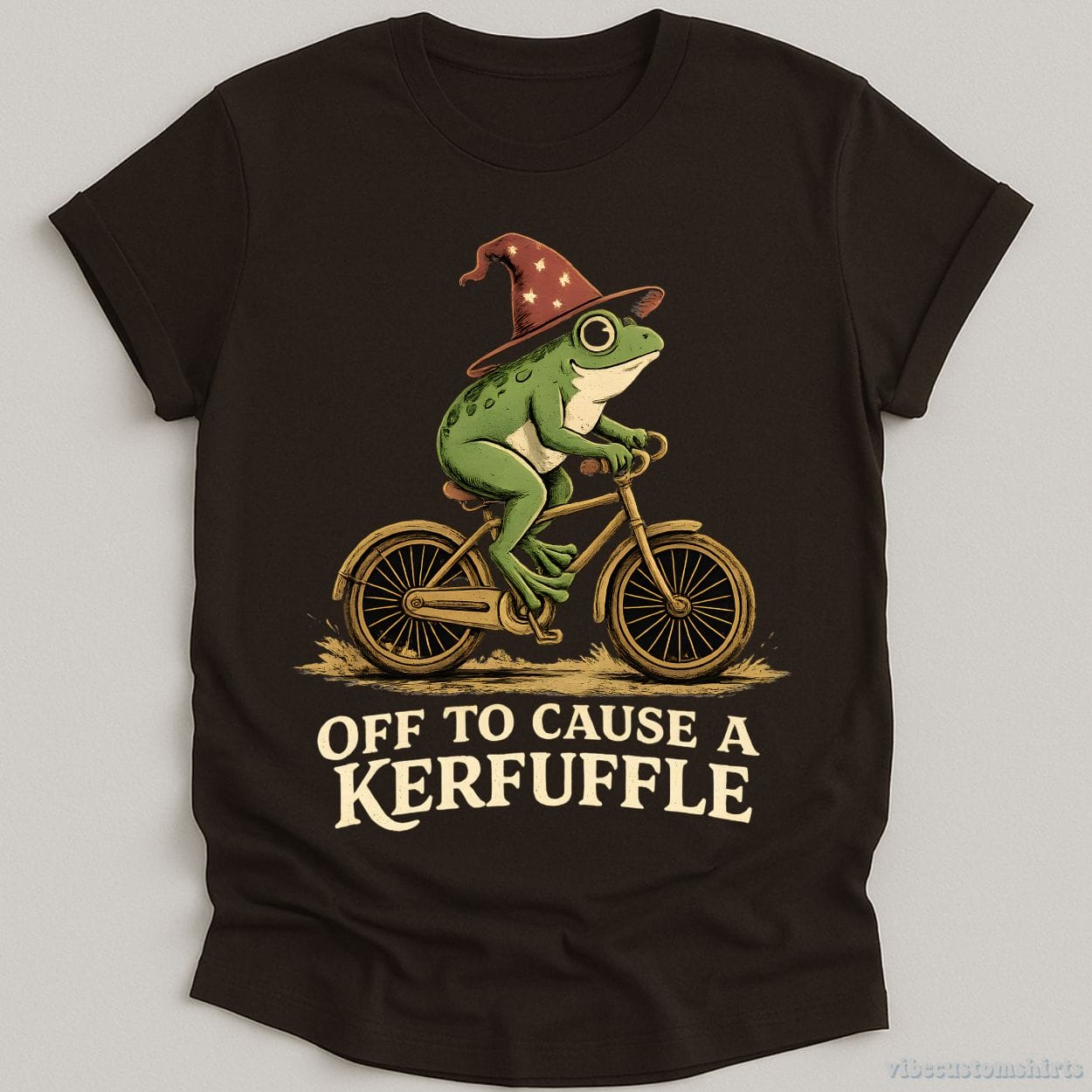 T-Shirt Dark Chocolate / S Off To Cause A Kerfuffle Wizard Frog Shirt