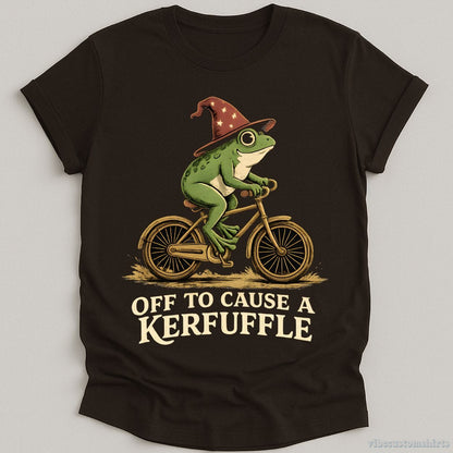 T-Shirt Dark Chocolate / S Off To Cause A Kerfuffle Wizard Frog Shirt