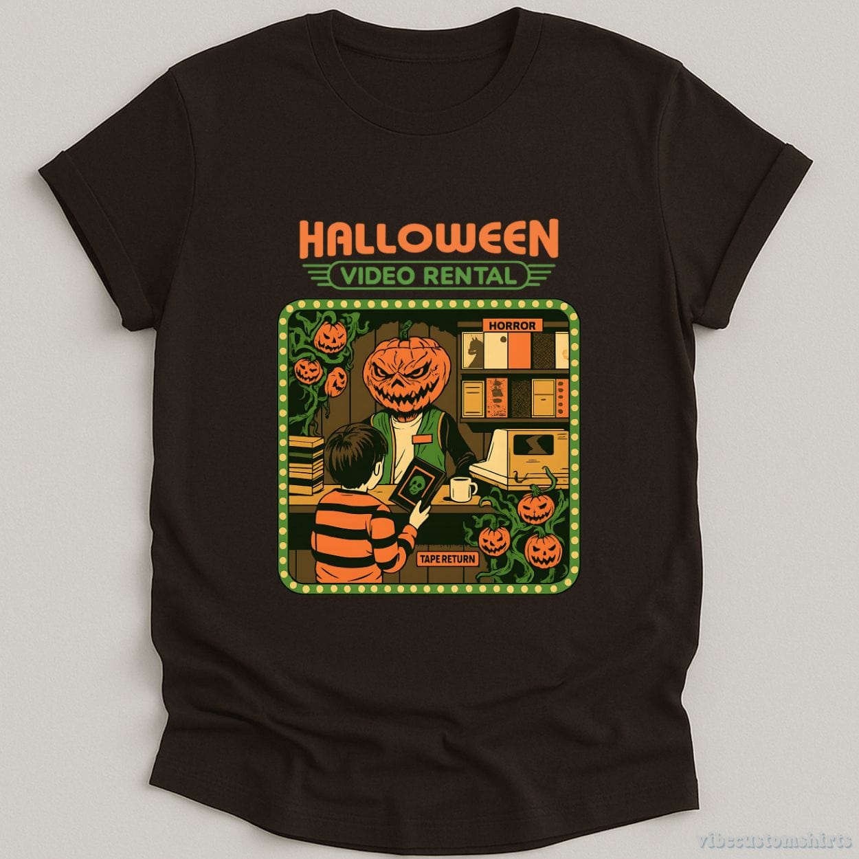 T-Shirt Dark Chocolate / S Retro Halloween Video Rental Shirt