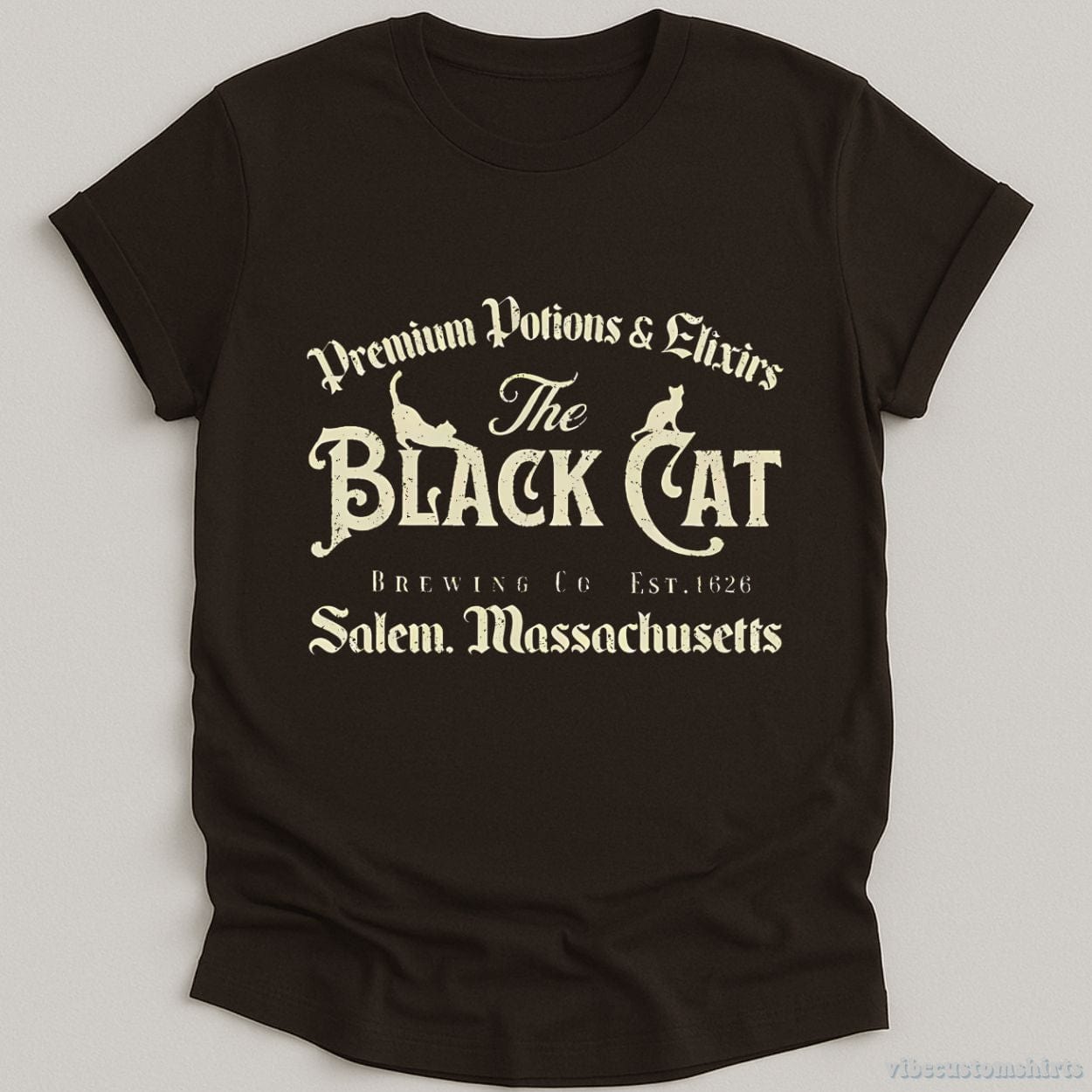 T-Shirt Dark Chocolate / S Salem Black Cat Witchy Shirt