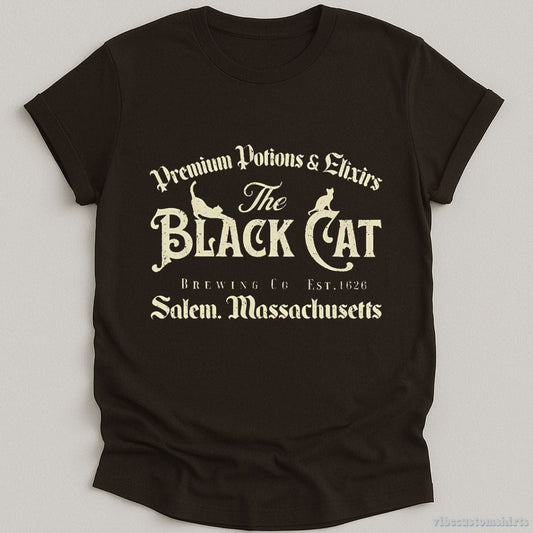 T-Shirt Dark Chocolate / S Salem Black Cat Witchy Shirt