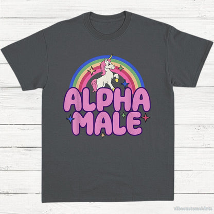 T-Shirt Dark Heather Grey / S Alpha Male Funny Unicorn Shirt