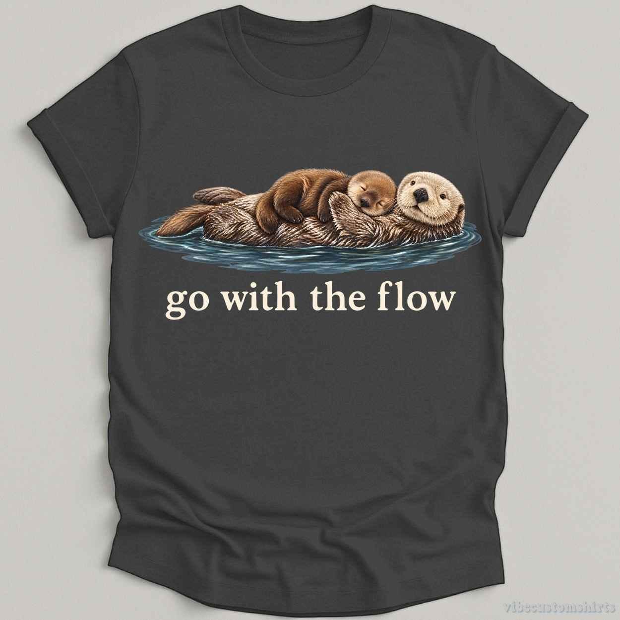 T-Shirt Dark Heather Grey / S Cozy Otters Go With The Flow Shirt