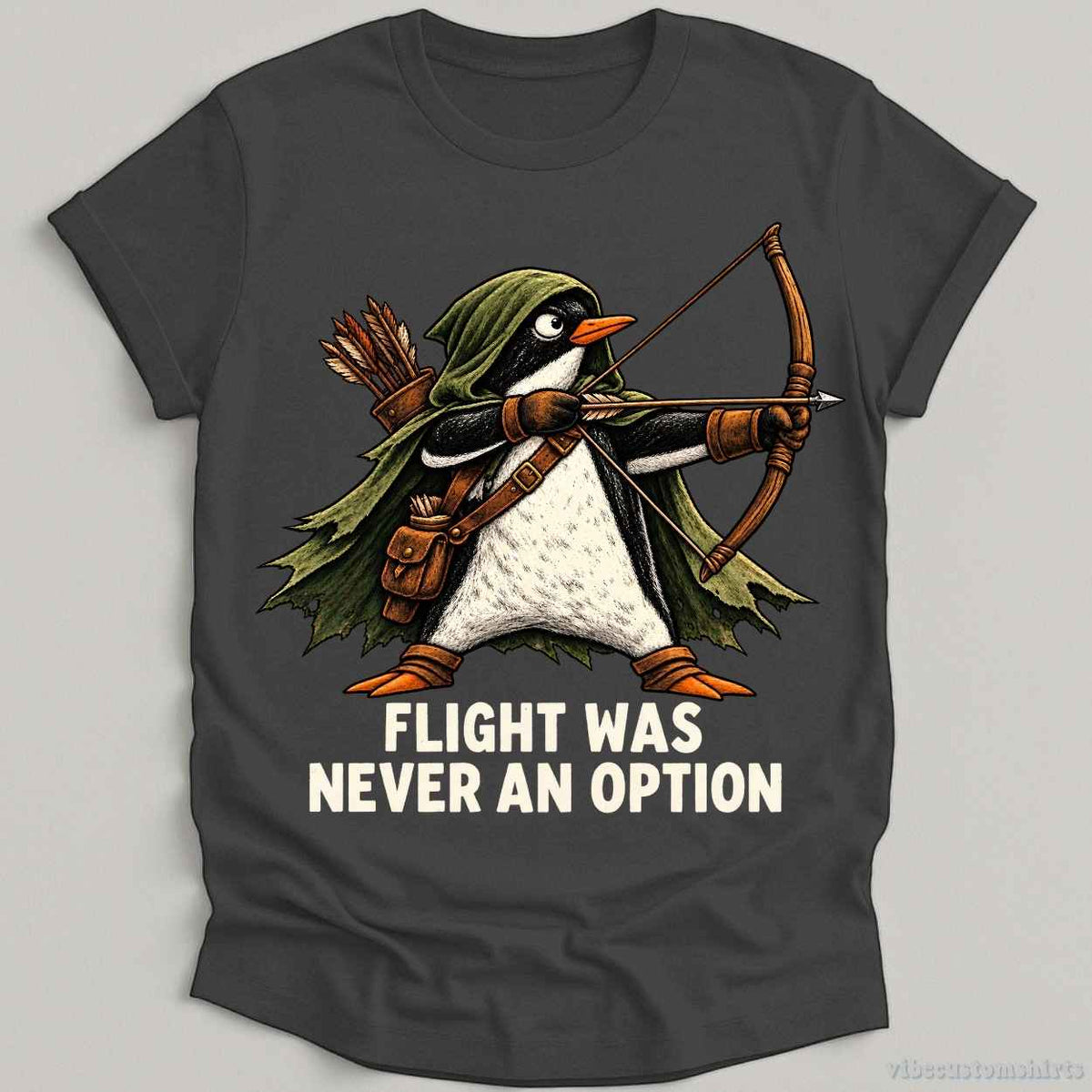 T-Shirt Dark Heather Grey / S Flight Was Never An Option Fighter Penguin Shirt