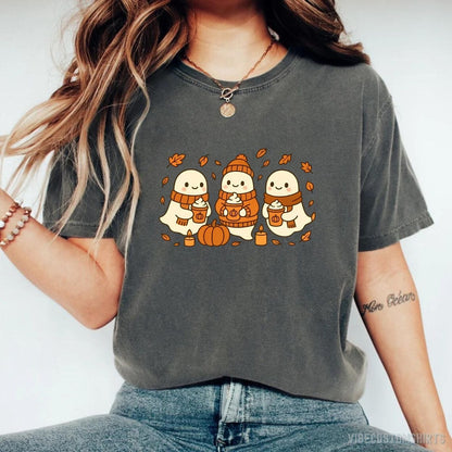 T-Shirt Dark Heather Grey / S Ghost Coffee Lover Halloween Shirt