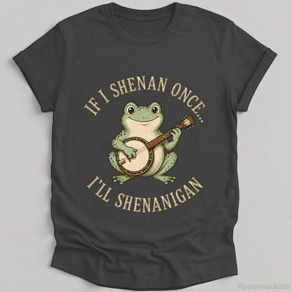 T-Shirt Dark Heather Grey / S If I Shenan Once I'll Shenanigan Frog With Banjo Shirt