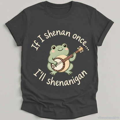 T-Shirt Dark Heather Grey / S If I Shenan Once I'll Shenanigan Frog With Banjo Shirt