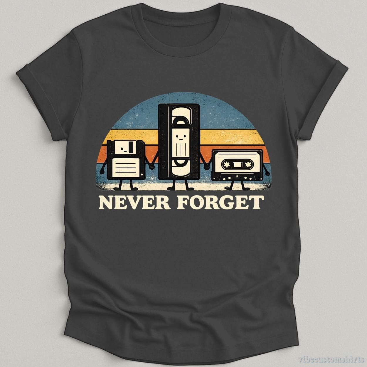 T-Shirt Dark Heather Grey / S Never Forget Retro Style Shirt
