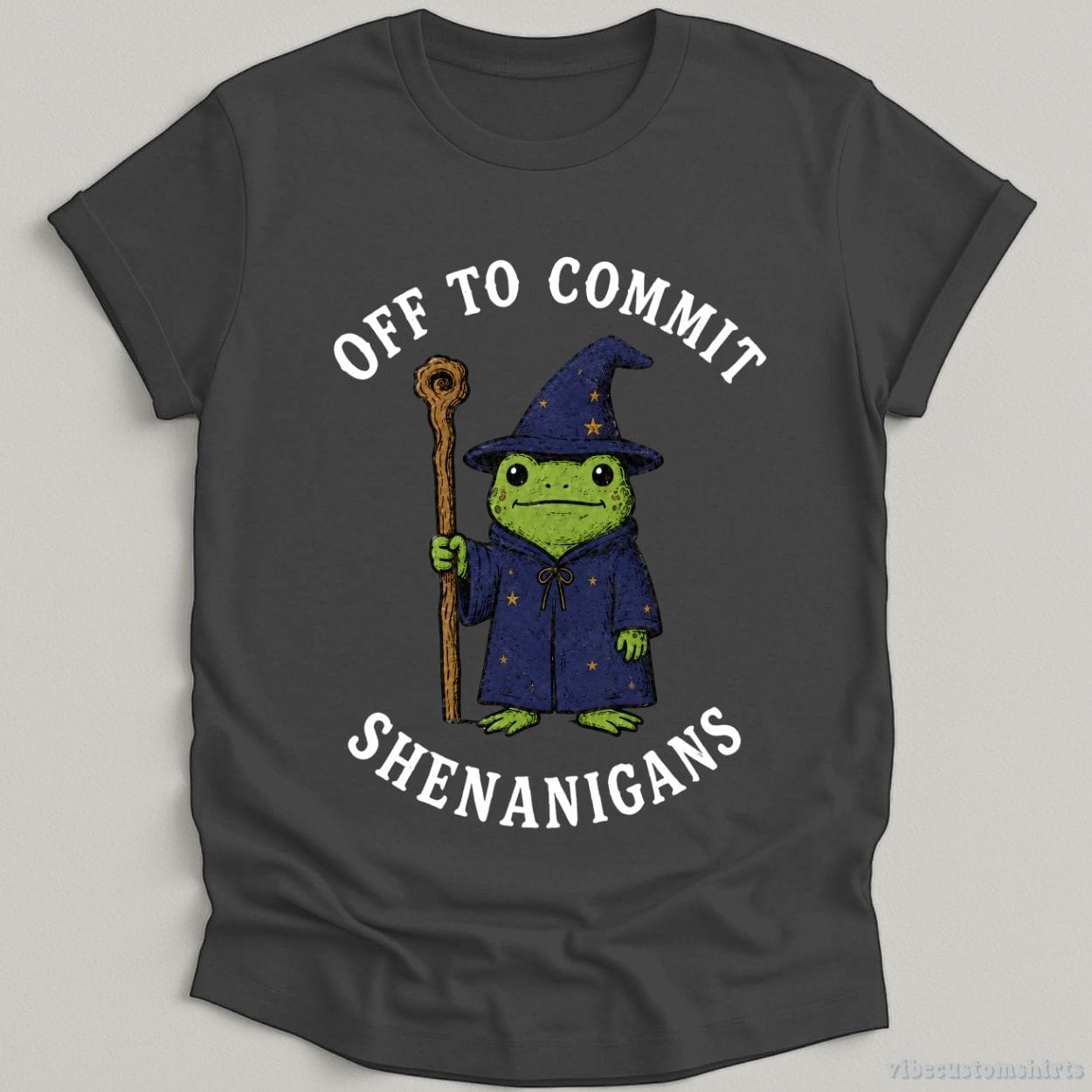 T-Shirt Dark Heather Grey / S Off To Commit Shenanigans Wizard Frog Shirt