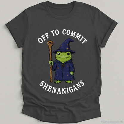 T-Shirt Dark Heather Grey / S Off To Commit Shenanigans Wizard Frog Shirt