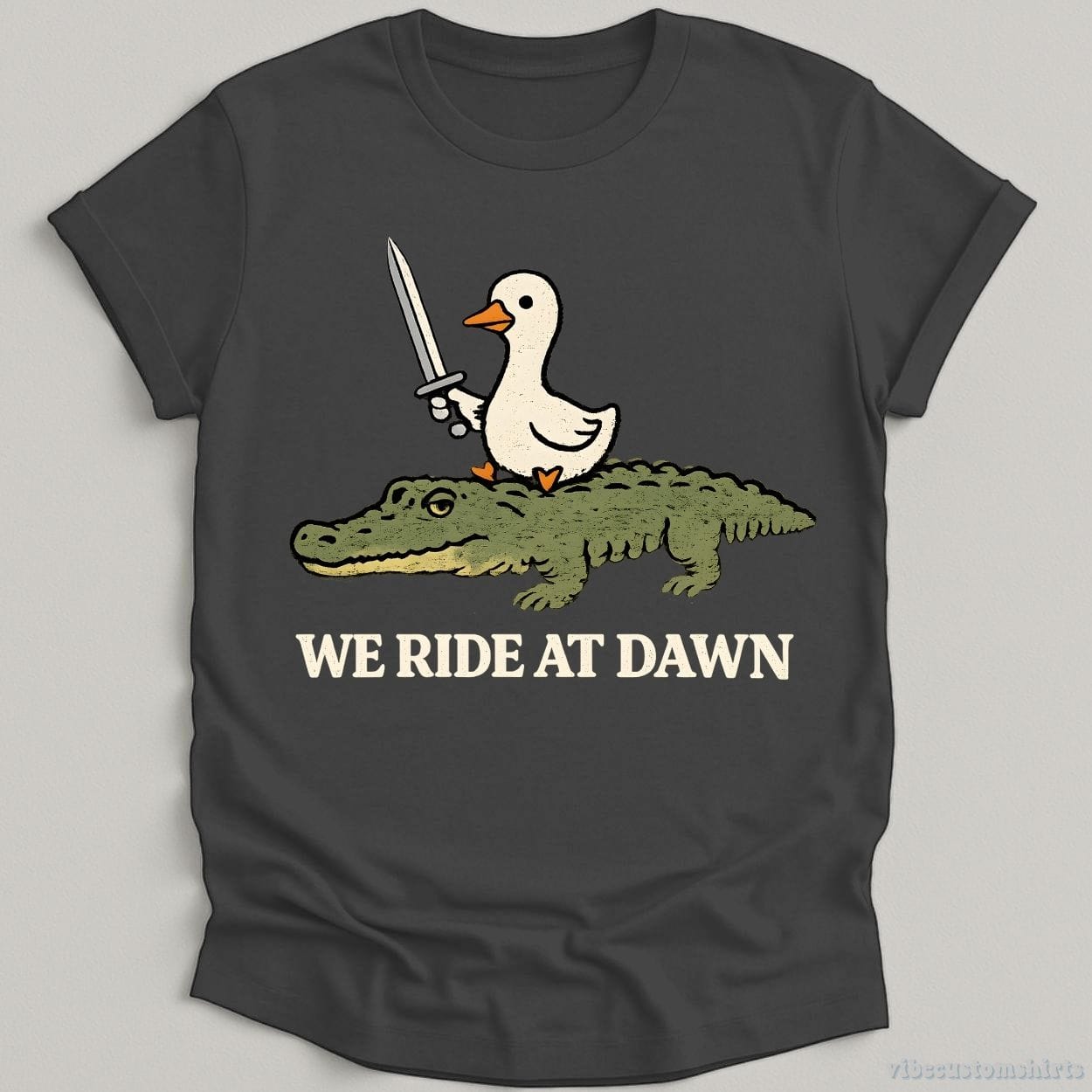 T-Shirt Dark Heather Grey / S We Ride At Dawn Crocodile and Goose Shirt