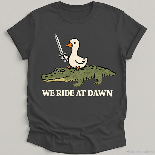 T-Shirt Dark Heather Grey / S We Ride At Dawn Crocodile and Goose Shirt