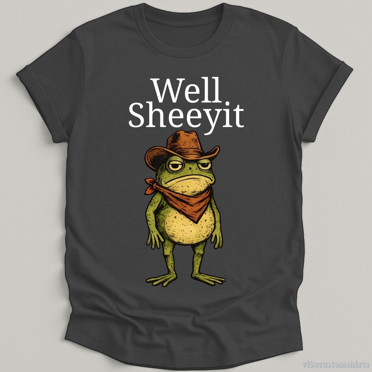 T-Shirt Dark Heather Grey / S Well Sheeyit Cowboy Frog Shirt