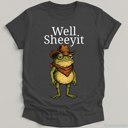 T-Shirt Dark Heather Grey / S Well Sheeyit Cowboy Frog Shirt