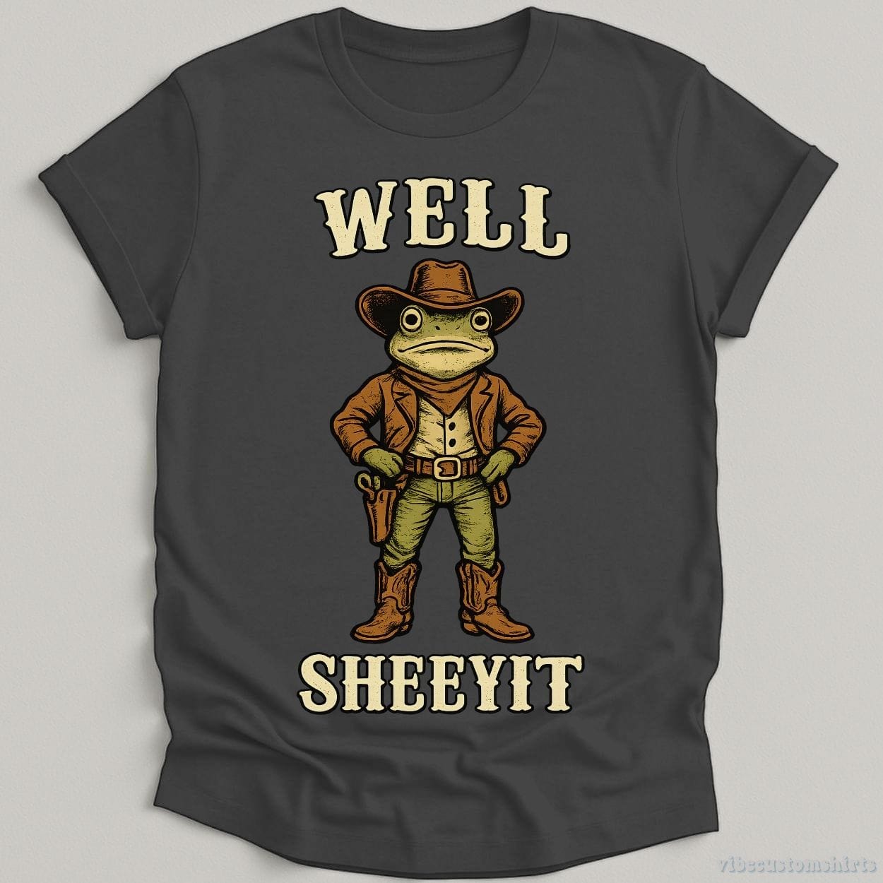 T-Shirt Dark Heather Grey / S Well Sheeyit Vintage Western Frog Shirt