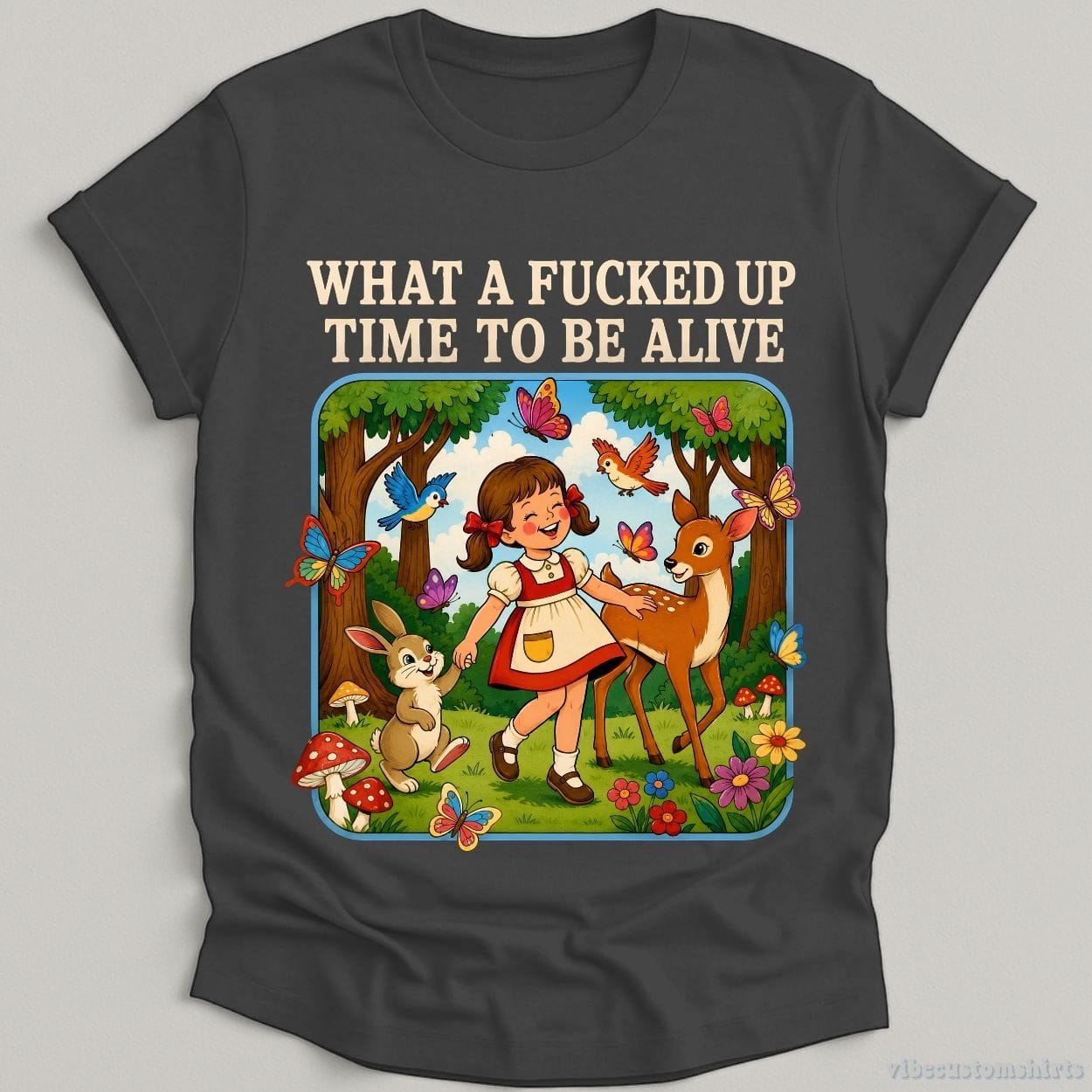 T-Shirt Dark Heather Grey / S What A F cked Up Time To Be Alive Sarcastic Retro Shirt
