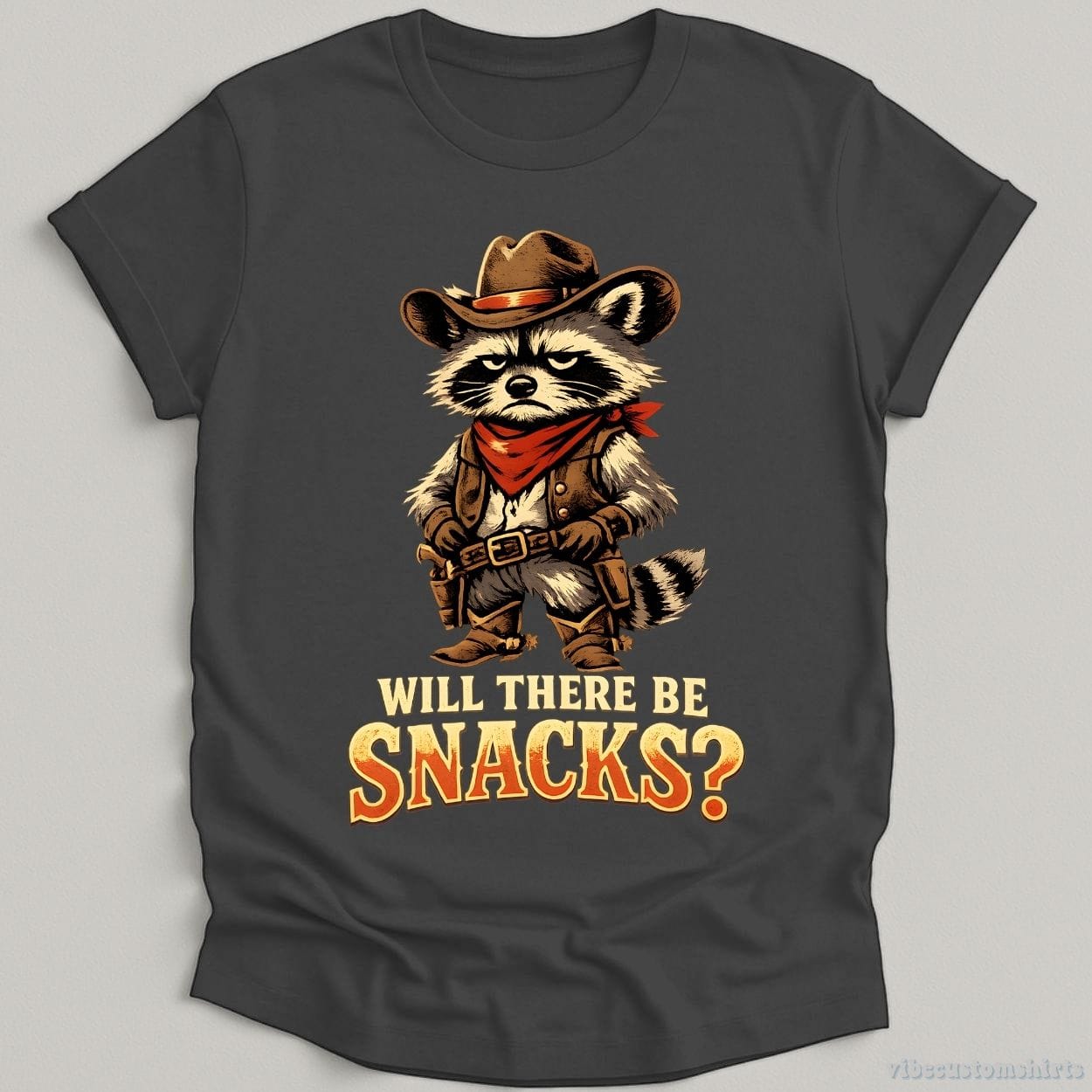 T-Shirt Dark Heather Grey / S Will There Be Snacks Raccoon Shirt