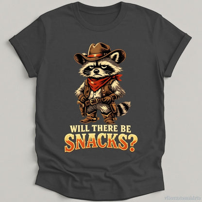 T-Shirt Dark Heather Grey / S Will There Be Snacks Raccoon Shirt