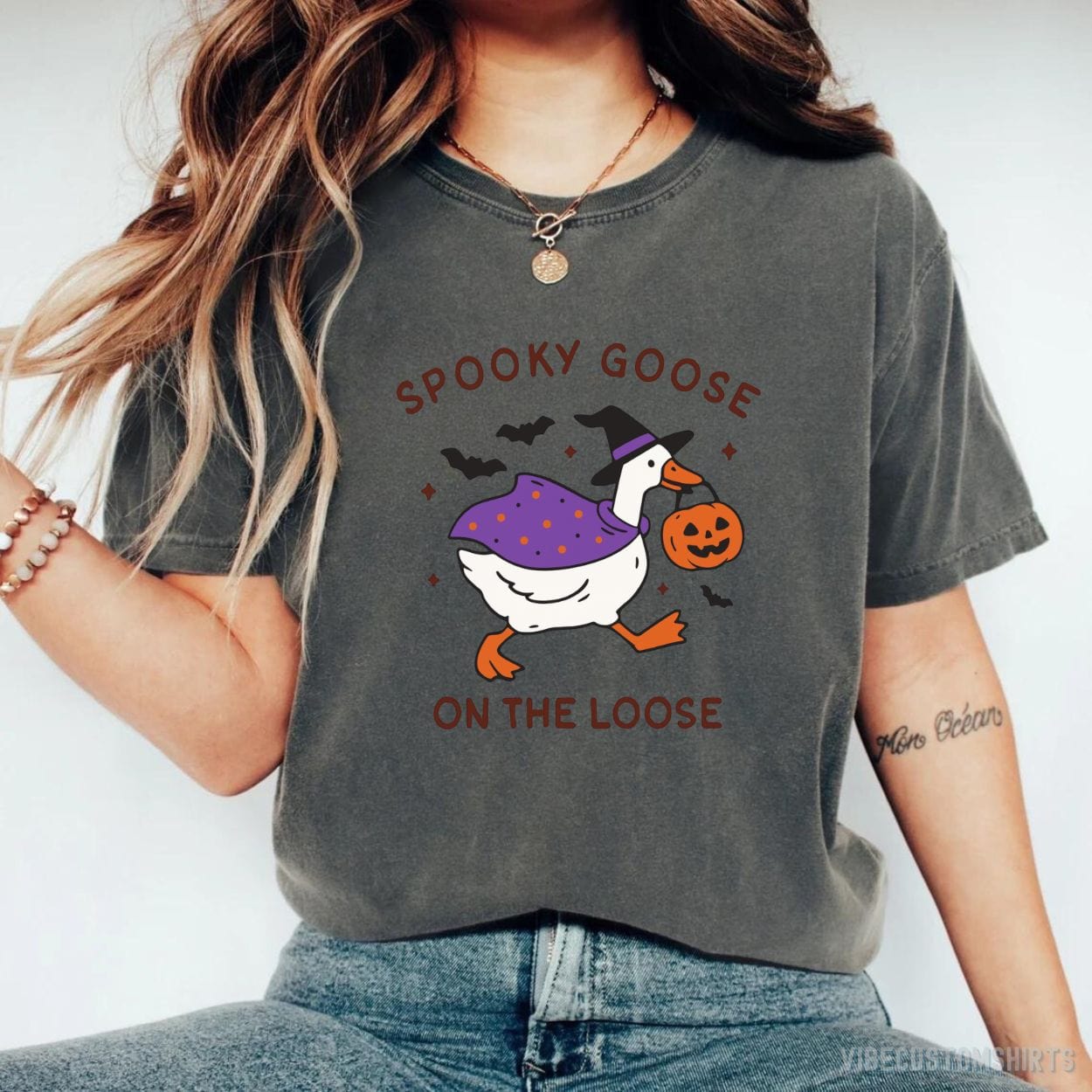 T-Shirt Dark Heather / S Spooky Goose on the Loose Shirt