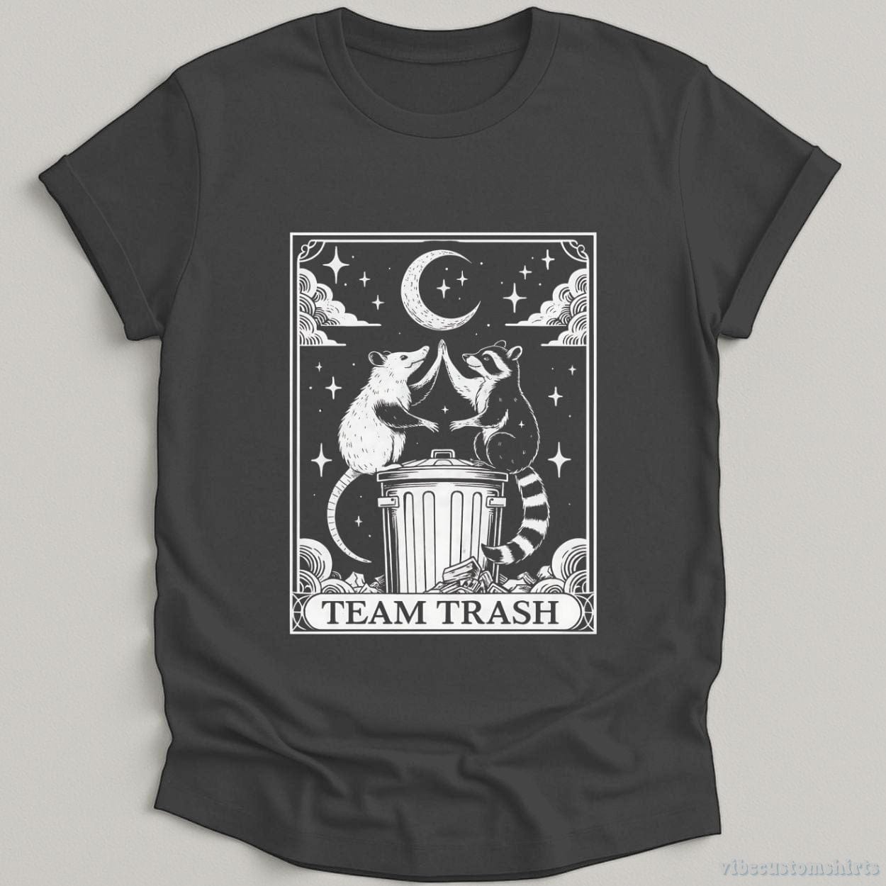 T-Shirt Dark Heather / S Team Trash Funny Possum And Raccoon Tarot Card Shirt
