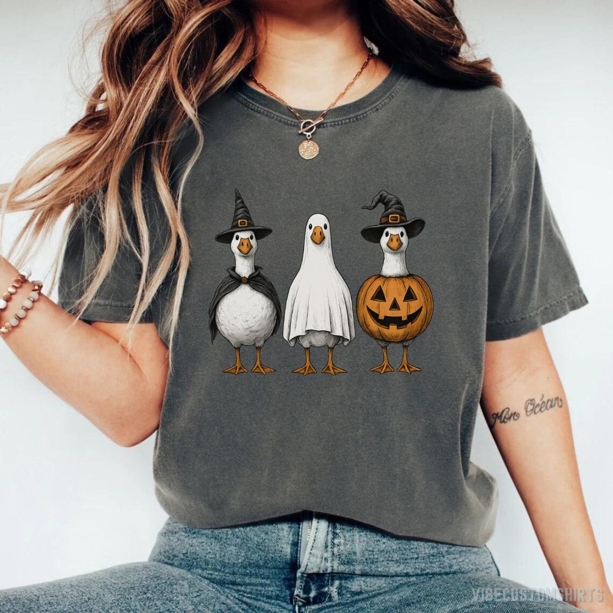 T-Shirt Dark Heather / S Vintage Goose Halloween Shirt
