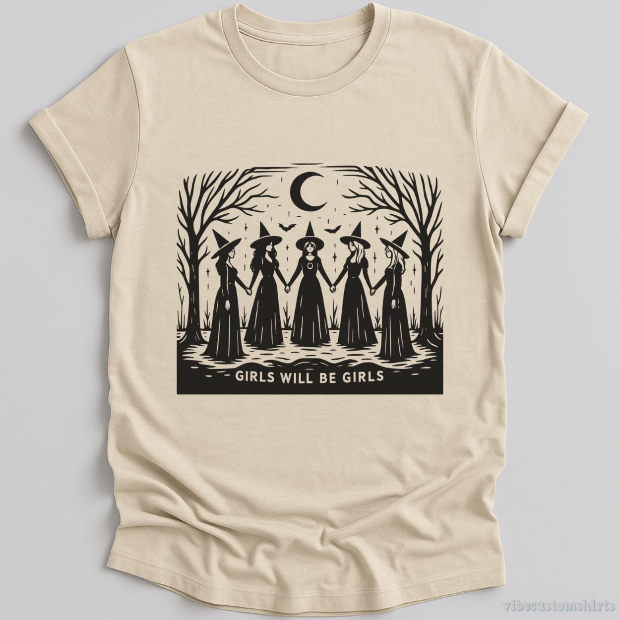 T-Shirt Girls Will Be Girls Funny Witch Vintage Shirt