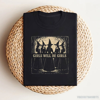 T-Shirt Girls Will Be Girls Vintage Halloween Shirt