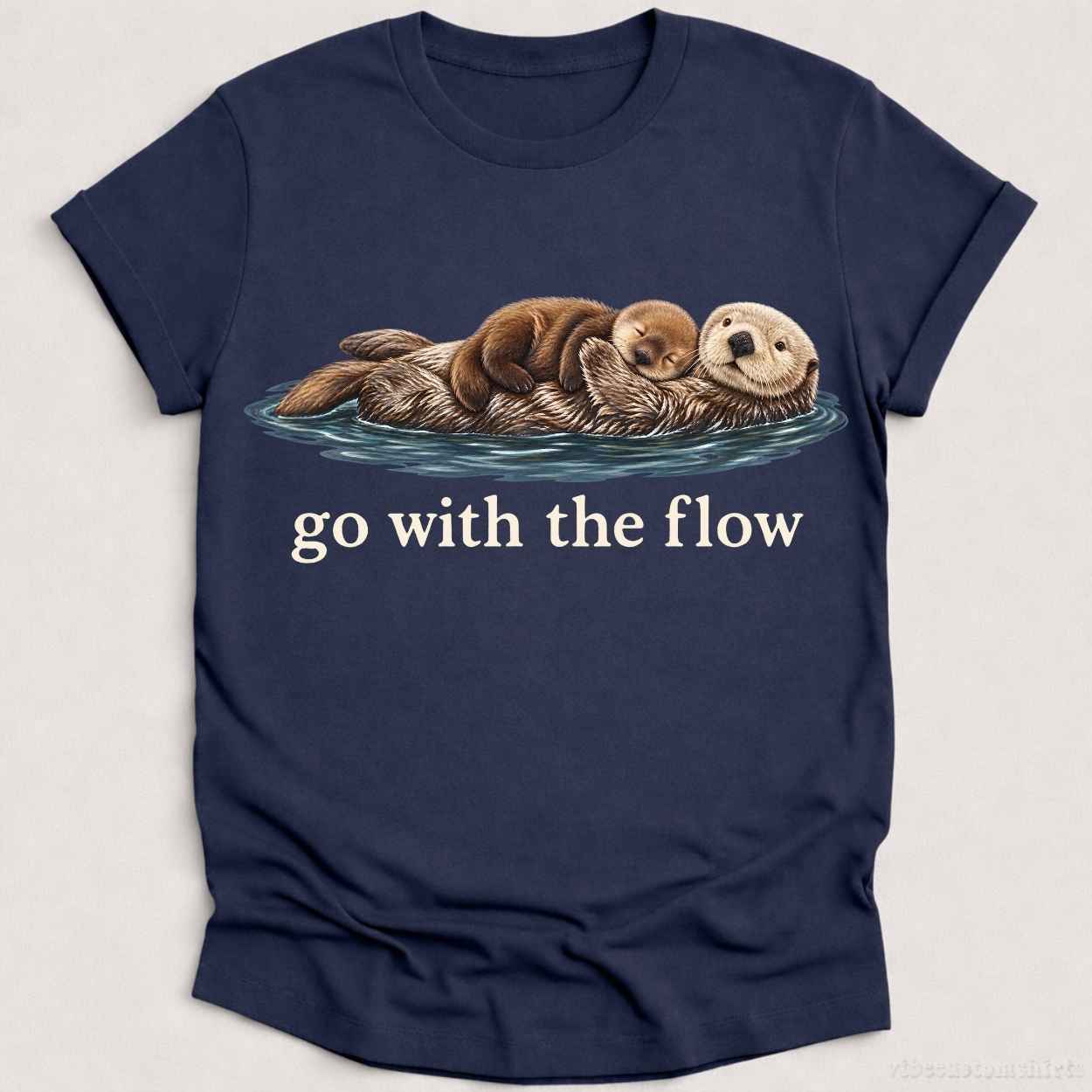 T-Shirt Heather Navy / S Cozy Otters Go With The Flow Shirt