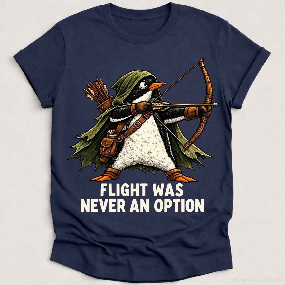 T-Shirt Heather Navy / S Flight Was Never An Option Fighter Penguin Shirt
