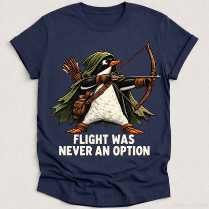 T-Shirt Heather Navy / S Flight Was Never An Option Fighter Penguin Shirt