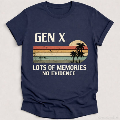 T-Shirt Heather Navy / S Gen X Lots Of Memories No Evidence Humorous Shirt