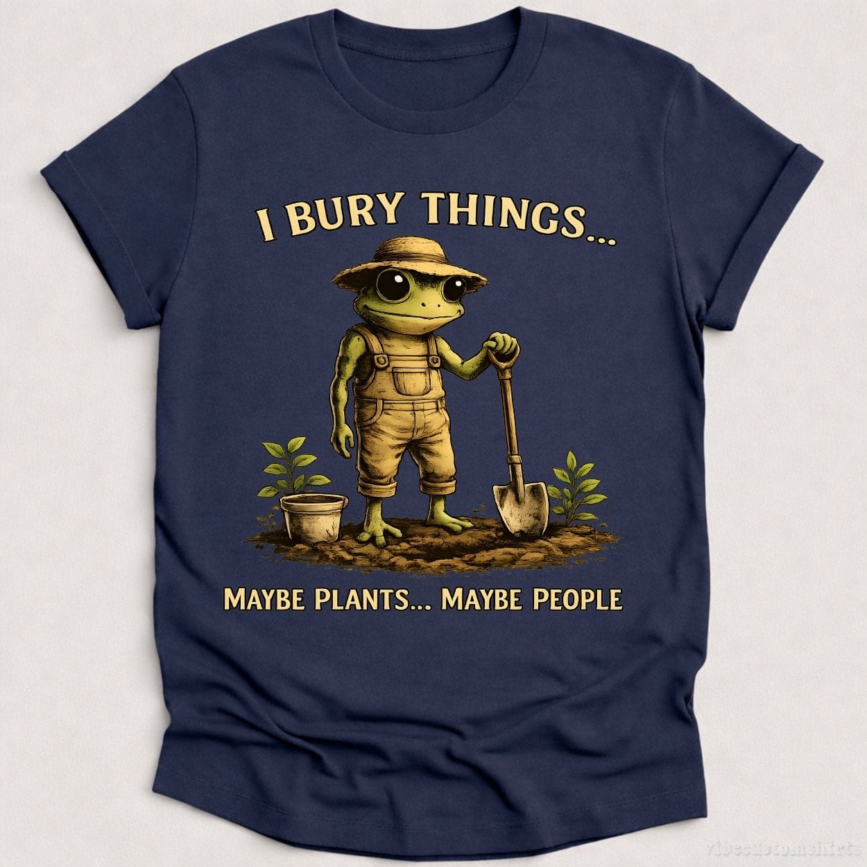 T-Shirt Heather Navy / S I Bury Things Maybe Plants Maybe People Frog Humor Shirt