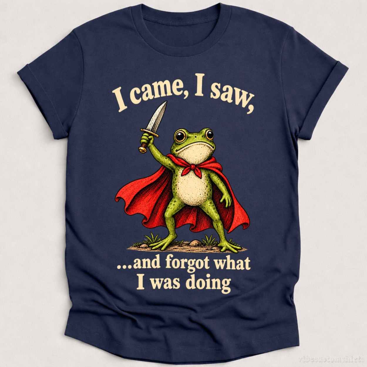 T-Shirt Heather Navy / S I Came I Saw And Forgot What I Was Doing Frog Shirt