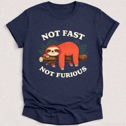 T-Shirt Heather Navy / S Not Fast Not Furious Sarcastic Sloth Shirt