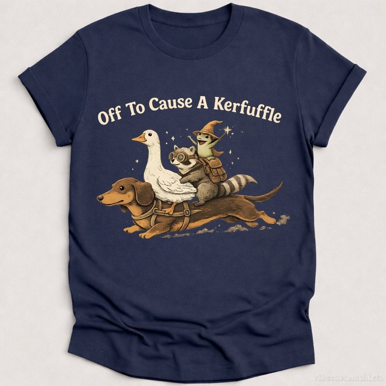 T-Shirt Heather Navy / S Off To Cause A Kerfuffle Funny Animal Adventure Shirt