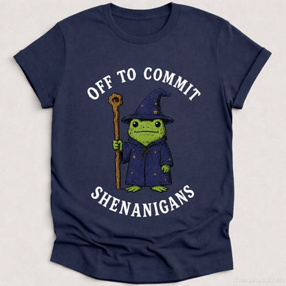 T-Shirt Heather Navy / S Off To Commit Shenanigans Wizard Frog Shirt