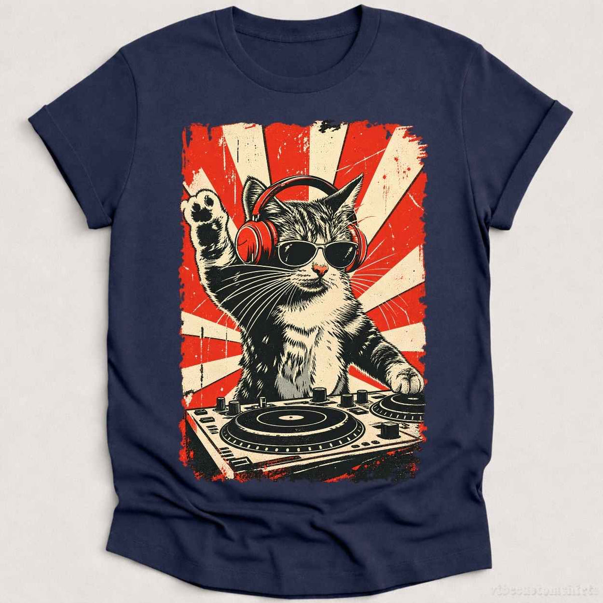 T-Shirt Heather Navy / S Vintage Dj Cool Cat Shirt