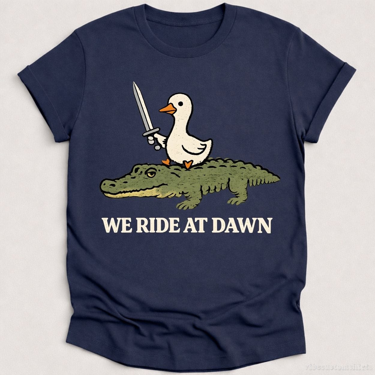 T-Shirt Heather Navy / S We Ride At Dawn Crocodile and Goose Shirt