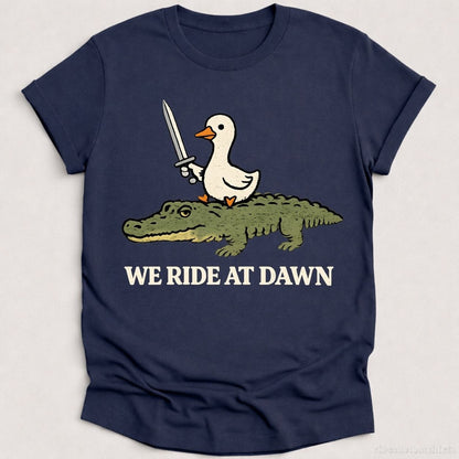T-Shirt Heather Navy / S We Ride At Dawn Crocodile and Goose Shirt