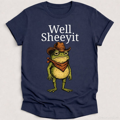 T-Shirt Heather Navy / S Well Sheeyit Cowboy Frog Shirt