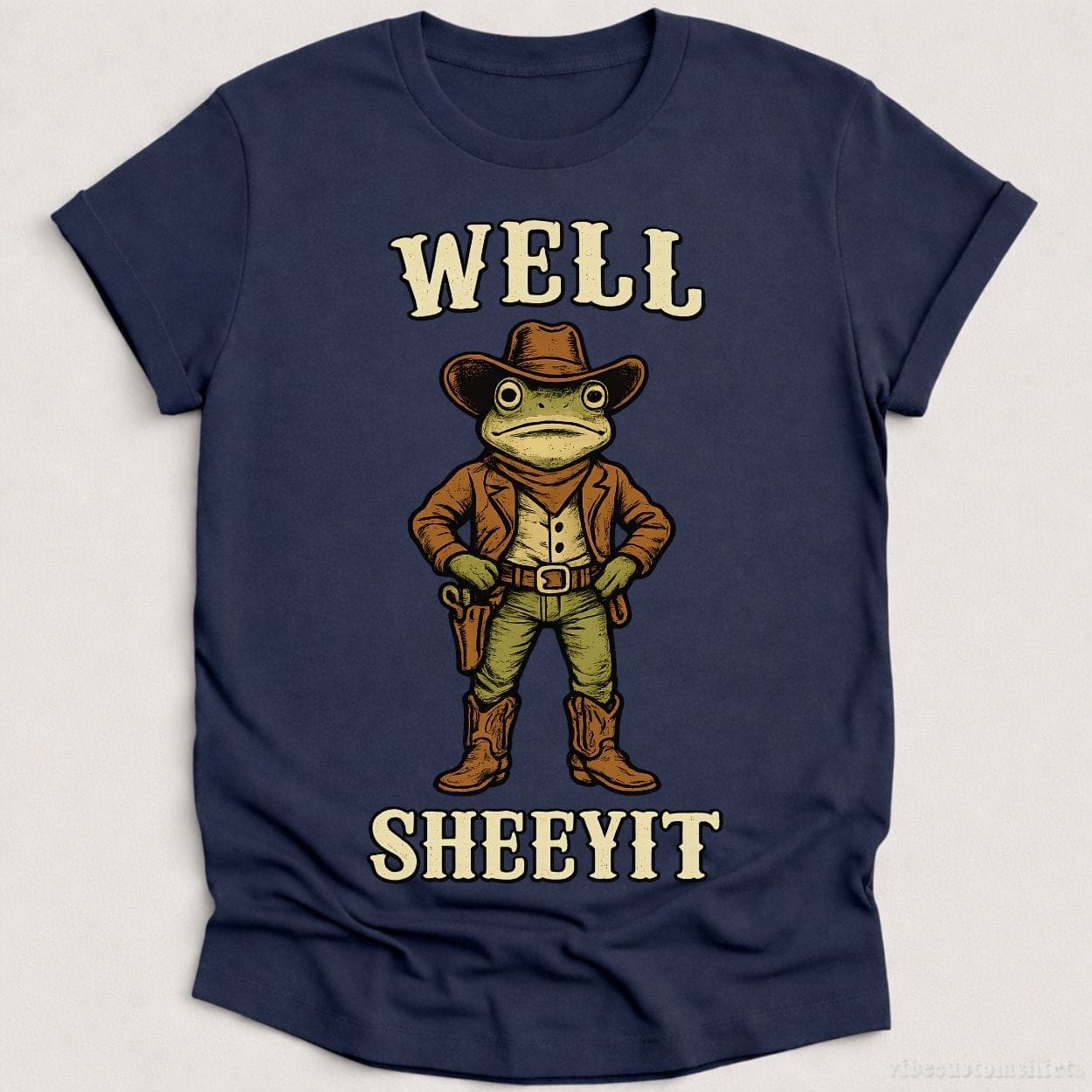 T-Shirt Heather Navy / S Well Sheeyit Vintage Western Frog Shirt