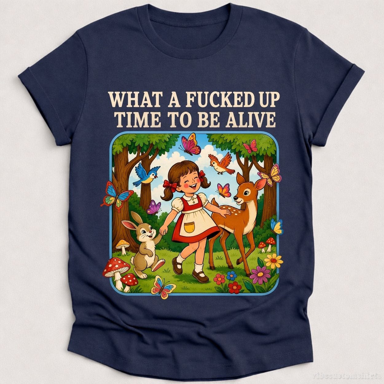 T-Shirt Heather Navy / S What A F cked Up Time To Be Alive Sarcastic Retro Shirt